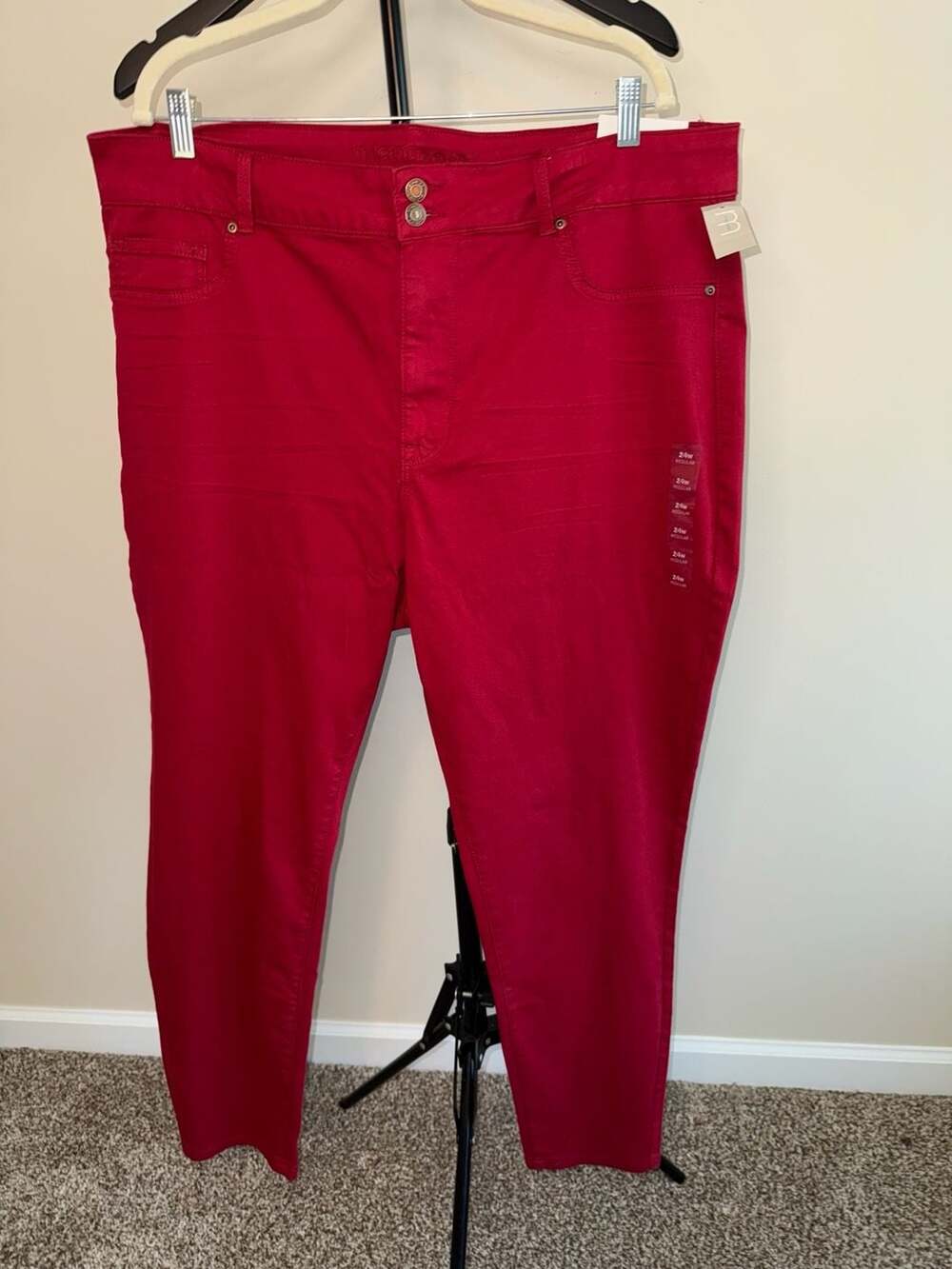 m jeans by maurices High-Rise Jegging Denim Flex Size 24W Red